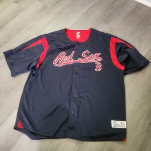 Boston Red Sox Jersey Mens Blue Red Button Front MLB Dynasty Size 2XL